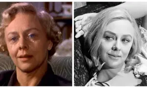 Il cast di Marnie: due volti di Tippi Hedren, uno in lacrime, l'altro con un sorriso enigmatico.