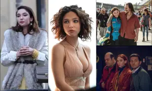 Matilda De Angelis in vari film e programmi TV: un collage che mostra la sua versatilità.