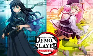 Muichiro Tokito e Mitsuri Kanroji, protagonisti di Demon Slayer stagione 3, pronti all'azione.