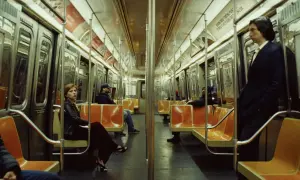 Una donna e un uomo in un vagone della metropolitana, seduti e in piedi. Un momento sospeso, forse l'inizio di una storia di un matrimonio.