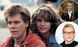 Il cast di Footloose: Kevin Bacon e Lori Singer da giovani, e le attrici Sarah Jessica Parker e Dianne Wiest in foto separate.
