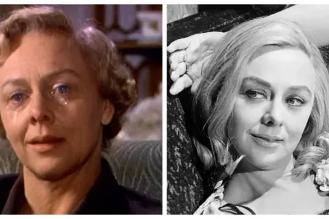 Il cast di Marnie: due volti di Tippi Hedren, uno in lacrime, l'altro con un sorriso enigmatico.