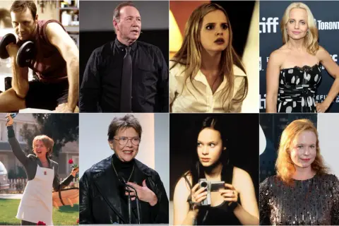 Il cast di American Beauty: Kevin Spacey, Mena Suvari, Annette Bening, Thora Birch, Wes Bentley, Allison Janney, Chris Cooper e Peter Gallagher.