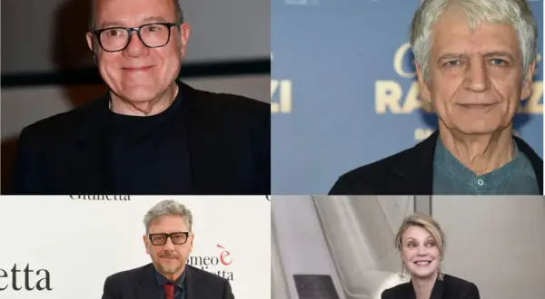Quattro attori italiani famosi: Diego Abatantuono, Silvio Orlando, Sergio Castellitto e Margherita Buy sorridono alla telecamera.