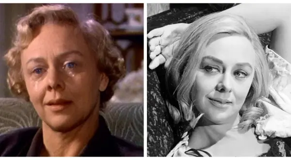 Il cast di Marnie: due volti di Tippi Hedren, uno in lacrime, l'altro con un sorriso enigmatico.