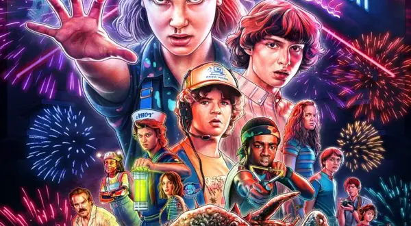Undici e i suoi amici affrontano un nuovo orrore in Stranger Things 3, con fuochi d'artificio e un mostro minaccioso.