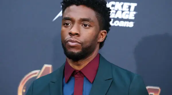 Chadwick Boseman, l'indimenticabile attore di Black Panther, con un look elegante.