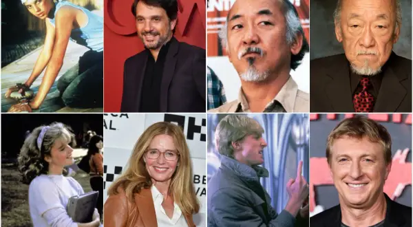 Il cast di Karate Kid III - La sfida finale: Ralph Macchio, William Zabka, Elisabeth Shue, Pat Morita e Martin Kove.