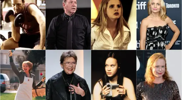 Il cast di American Beauty: Kevin Spacey, Mena Suvari, Annette Bening, Thora Birch, Wes Bentley, Allison Janney, Chris Cooper e Peter Gallagher.