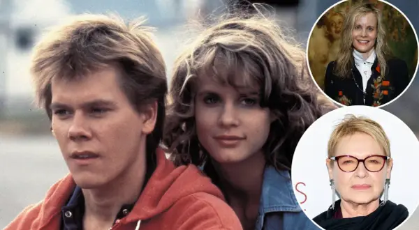Il cast di Footloose: Kevin Bacon e Lori Singer da giovani, e le attrici Sarah Jessica Parker e Dianne Wiest in foto separate.