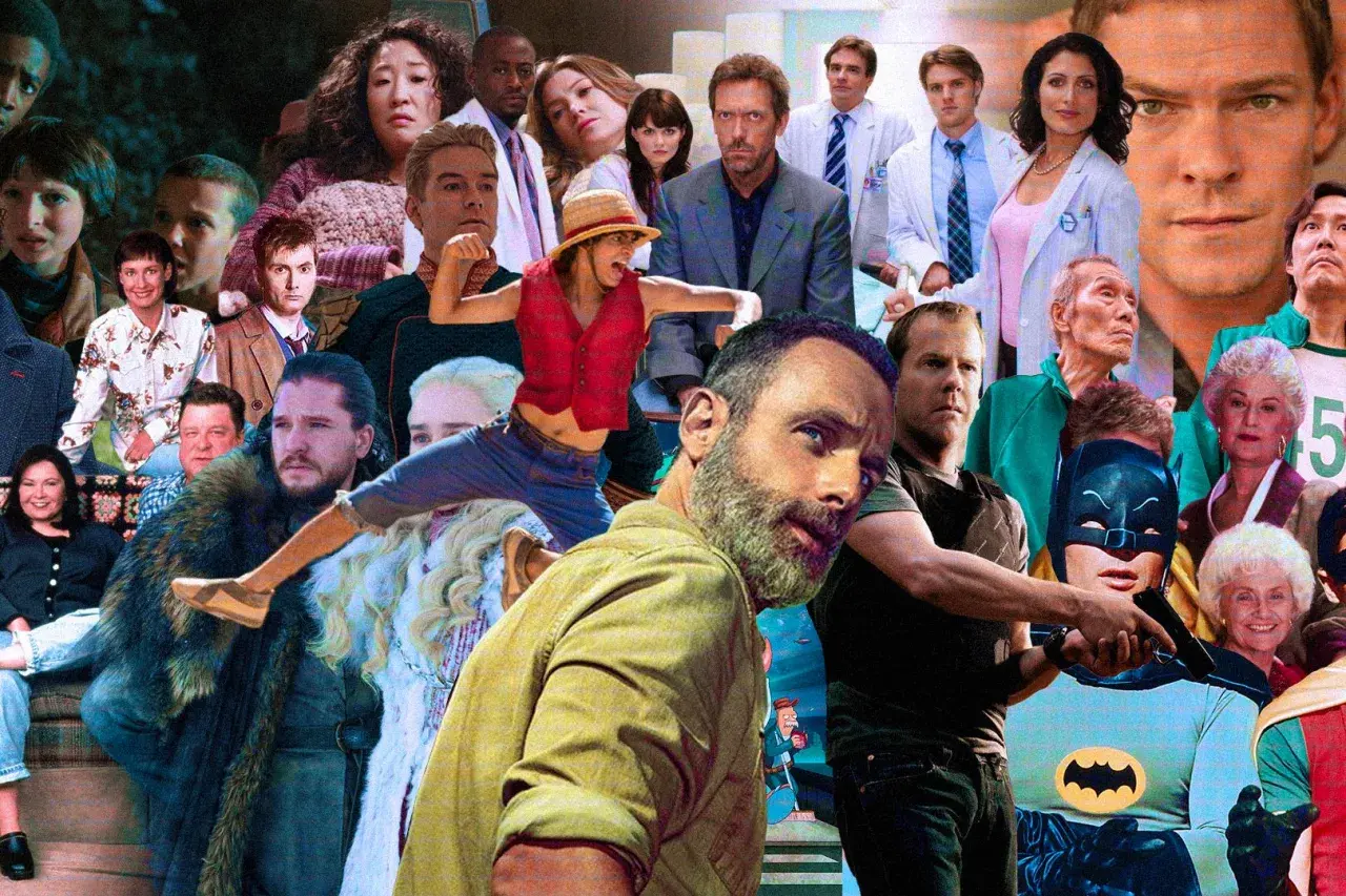 Collage di personaggi iconici di serie tv anni 2000: da House a Game of Thrones, passando per The Walking Dead e Batman.