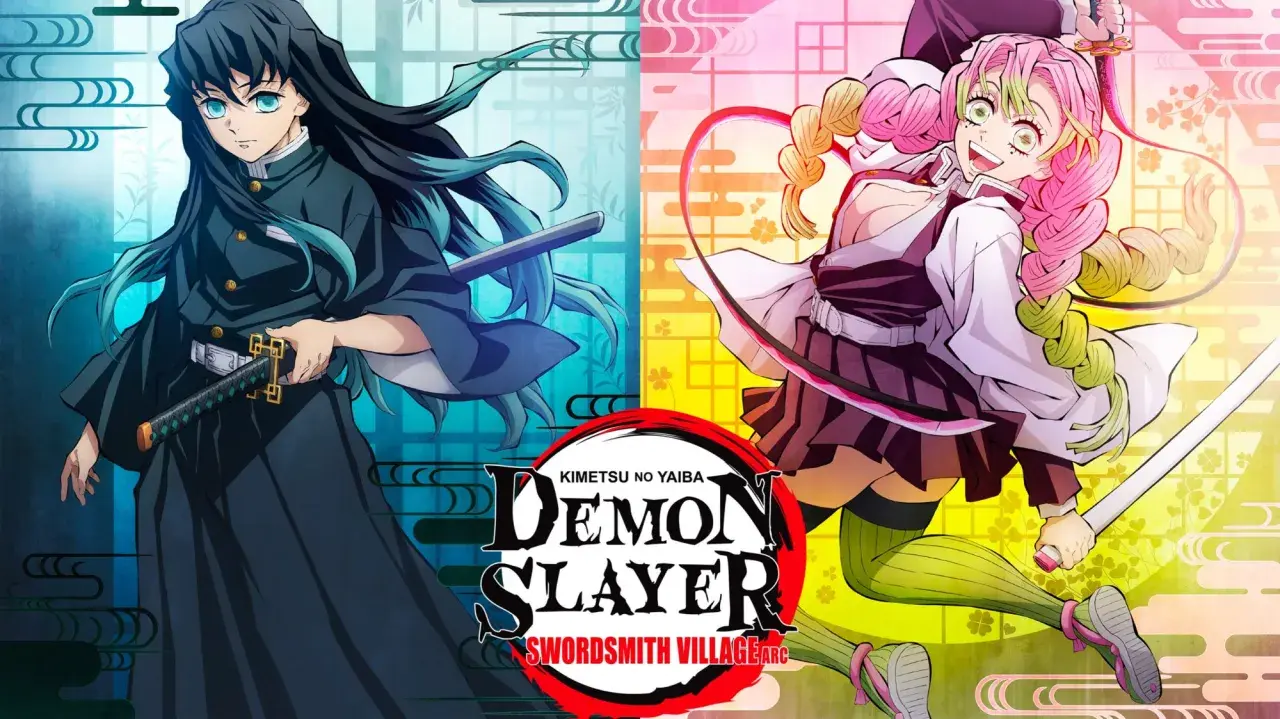 Muichiro Tokito e Mitsuri Kanroji, protagonisti di Demon Slayer stagione 3, pronti all'azione.