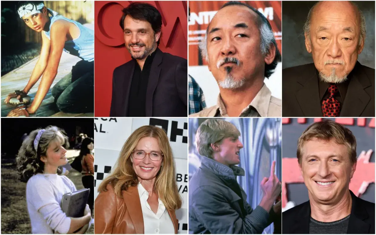 Il cast di Karate Kid III - La sfida finale: Ralph Macchio, William Zabka, Elisabeth Shue, Pat Morita e Martin Kove.
