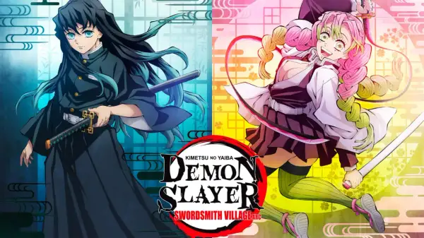 Muichiro Tokito e Mitsuri Kanroji, protagonisti di Demon Slayer stagione 3, pronti all'azione.