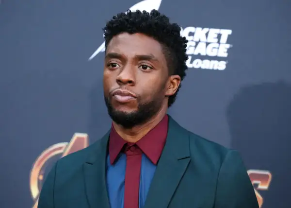 Chadwick Boseman, l'indimenticabile attore di Black Panther, con un look elegante.