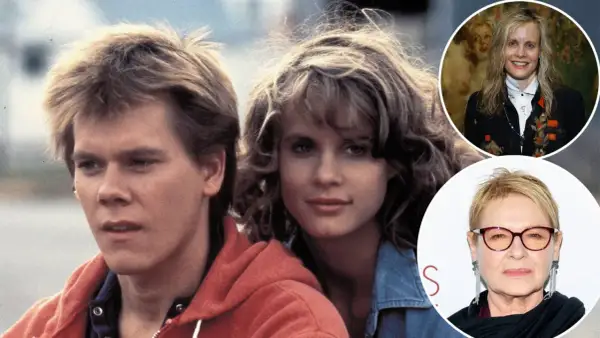 Il cast di Footloose: Kevin Bacon e Lori Singer da giovani, e le attrici Sarah Jessica Parker e Dianne Wiest in foto separate.